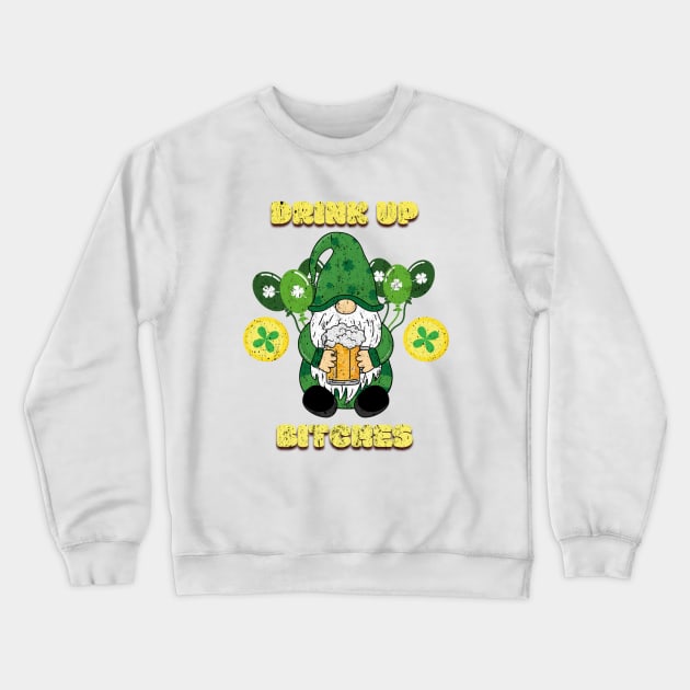 Drink up st patricks Crewneck Sweatshirt by Draw One Last Breath Horror 